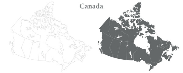 Map of Canada showcasing its distinct shape in a clear vector design