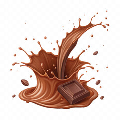 abstract 3d liquid chocolate splash in crown style isolated on white background