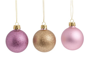 Isolated Pastel Hued Christmas Ornament Trio