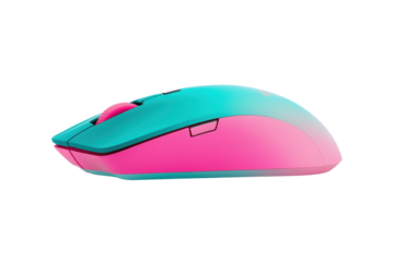 Isolated Turquoise and Pink Ergonomic Computer Mouse