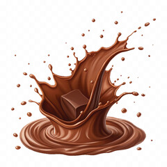 abstract 3d liquid chocolate splash in crown style isolated on white background