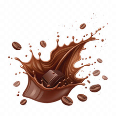 abstract 3d liquid chocolate splash in crown style isolated on white background