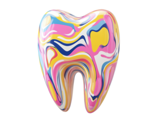 Isolated Tooth with Colorful Swirl Pattern