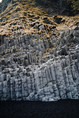 Towering Basalt Columns on an Icelandic Coast