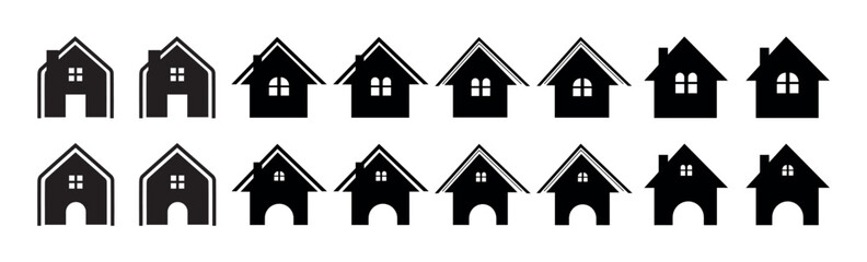 Web home icon set for websites and apps. Simple house symbol. Flat real estate sign. Contains such icons as Home, House, Real Estate.