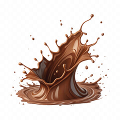 abstract 3d liquid chocolate splash in crown style isolated on white background