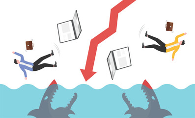 Business people falls from stock market
