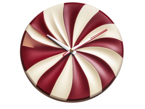 Isolated Swirl Patterned Wall Clock in Red and White