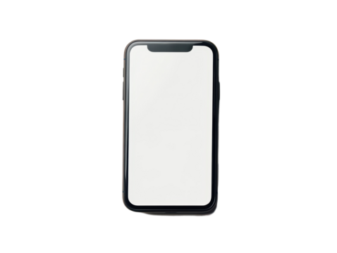 Isolated Modern Black Smartphone with Blank White Screen