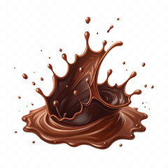 abstract 3d liquid chocolate splash in crown style isolated on white background
