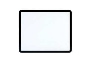 Isolated Black Frame Tablet with White Screen