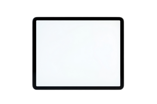 Isolated Black Frame Tablet with White Screen
