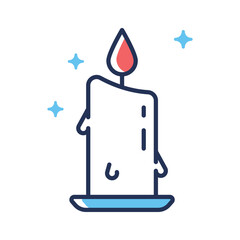 A customizable outline style icon depicting burning candle