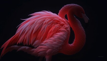 Obraz premium Graceful Flamingo with Elegant Plumage in Dark Background