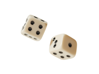 Isolated Two Six-Sided Dice Showing Different Numbers
