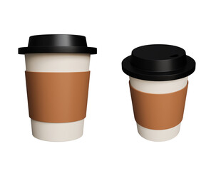 Paper Cup Icon isolated on white background. Hot Beverages. Coffee, Tea. 3d render