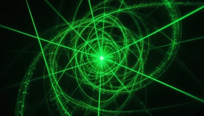 Naklejka premium Green Light Pattern Abstract Design with Spiral and Circular Elements