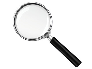 Isolated Classic Magnifying Glass with Black Handle for Detailed Inspection