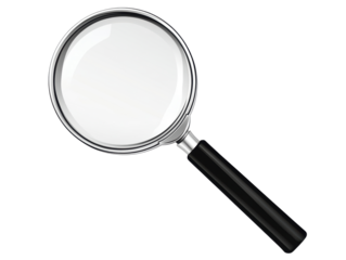 Isolated Classic Magnifying Glass with Black Handle for Detailed Inspection