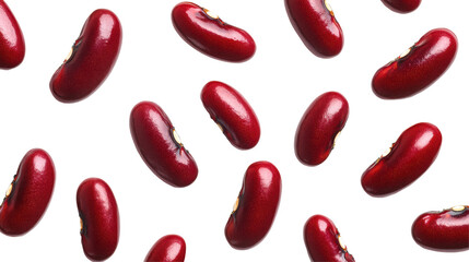 Isolated Scattered Red Kidney Beans on a White Backdrop