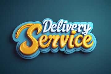 Colorful delivery service sign showcasing vibrant design on a blue background