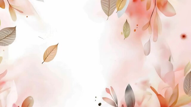 Delicate pink floral nature background with soft,ethereal petals and leaves creating a serene,romantic,and frame. Organic,vibrant,and elegant design perfect for wedding,home decor.