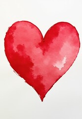 A Watercolor Painting of a Red Heart