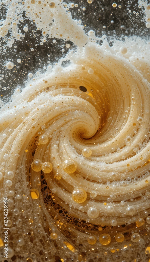 Poster swirling foam patterns creating abstract background of rich foam