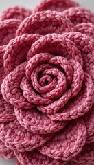 Romantic Pink Crochet Flower Design with Textured Petals and Detail