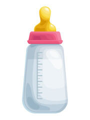 Baby bottle with milk. Cartoon vector illustration.