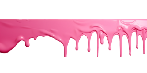 A smooth pink paint effect drips from the top of the image against a black and red backdrop. Transparent background, cut out, clipart PNG 3D Digital Art.	