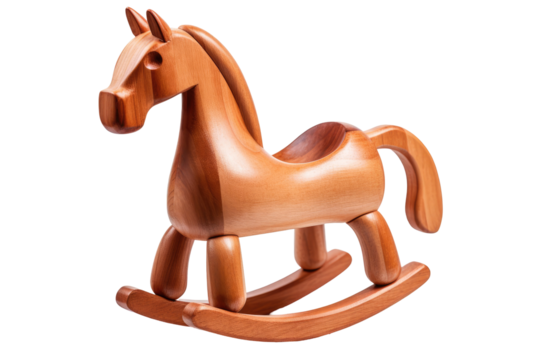 A classic wooden rocking horse toy on transparent background - Powered by Adobe