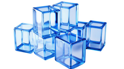 Obraz premium a geometric arrangement of blue blocks connection isolated on white background