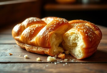 Delicious Danish pastry on a rustic wooden table
