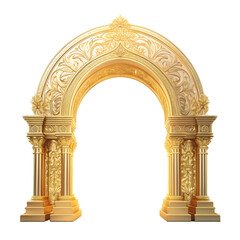 Golden arch of heaven symbolizing easter and spirituality on transparent background