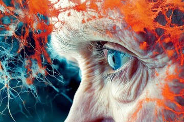 Elderly patient. Osteoporosis - challenge in old age: abstract image of health condition. Health decline. Senior vulnerability. Metaphorical osteoporosis awareness of a maturation. Aging skin.