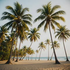 Obraz premium Tropical Beach Palm Trees Landscape isolated on white background