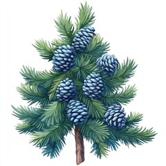Evergreen branches adorned with cones, a festive winter decoration