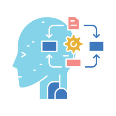 Machine Learning flat color icon.