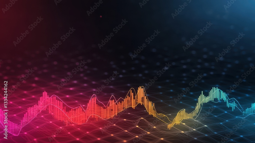 Aufkleber a vibrant digital visualization of sound waves, showcasing colorful peaks and valleys against a dark