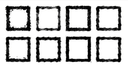 Grid of distressed black frame borders on white background.