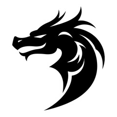 Obraz premium Elegant Professional Dragon Head Black and White Outline Line Art Drawing Logo Graphic Design