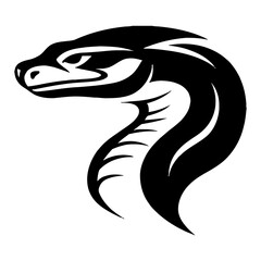 Elegant Professional Head Snake Logo Style Black and White Outline Line Art Drawing Illustration