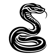 Obraz premium Full Body Snake Minimalist Line Logo Black and White Outline Line Art Drawing Engraving Style