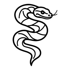 Fototapeta premium Minimalist Full Body Snake Logo Black and White Outline Line Art Drawing Engraved Style