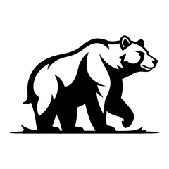 Fototapeta premium Elegant Full Body Bear Walking Black and White Outline Line Art Drawing Logo Style Isolated