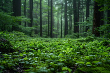 Obraz premium green forest background in real photography style