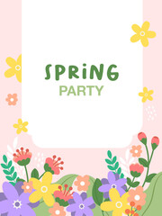 Spring Party Invitation Template - Floral Pastel Design