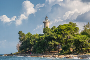 Savudija lighthouse on the Adriatic sea coast in Croatia