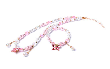 Cute necklace isolated on white. Child's accessory